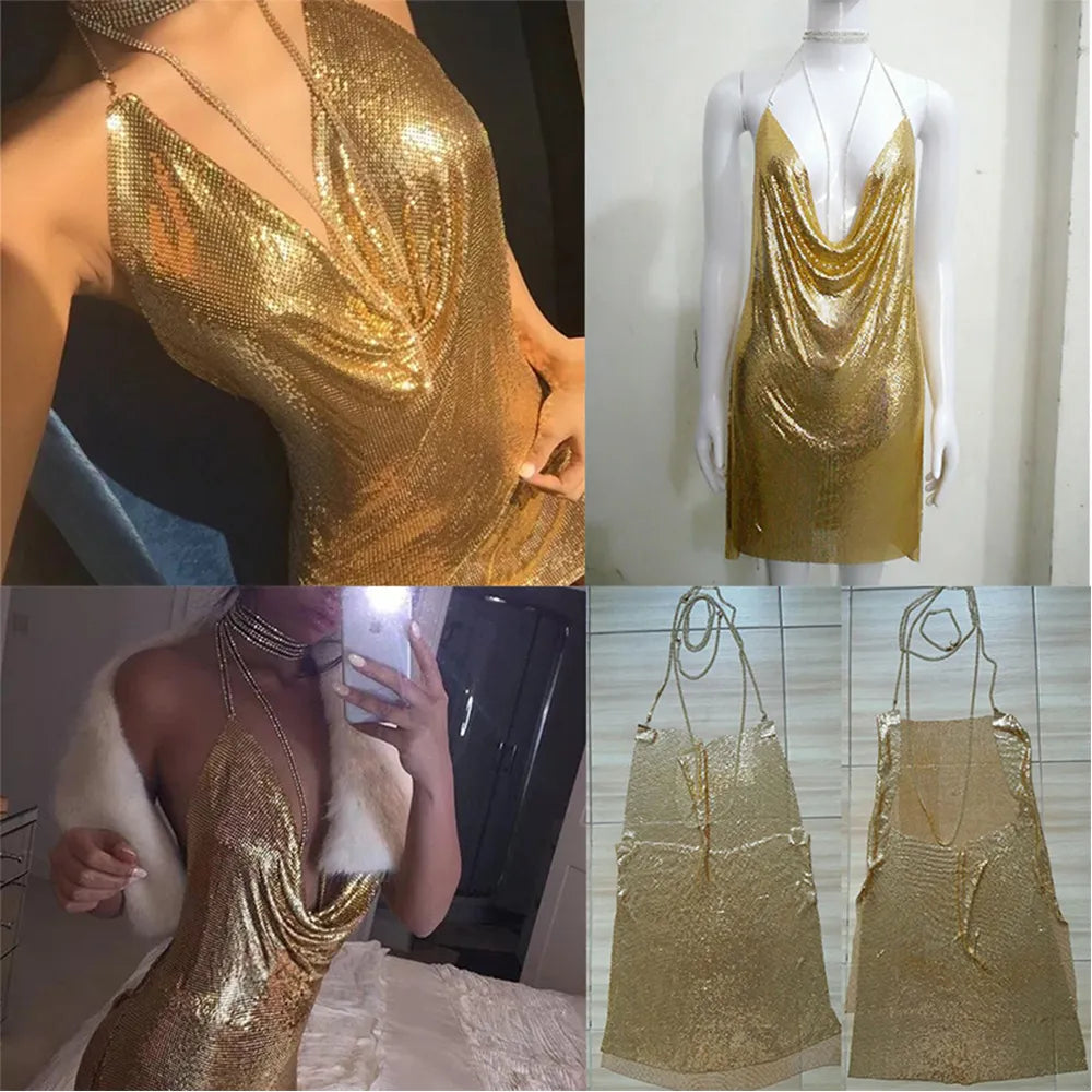 Glitter Sequin Backless Dress