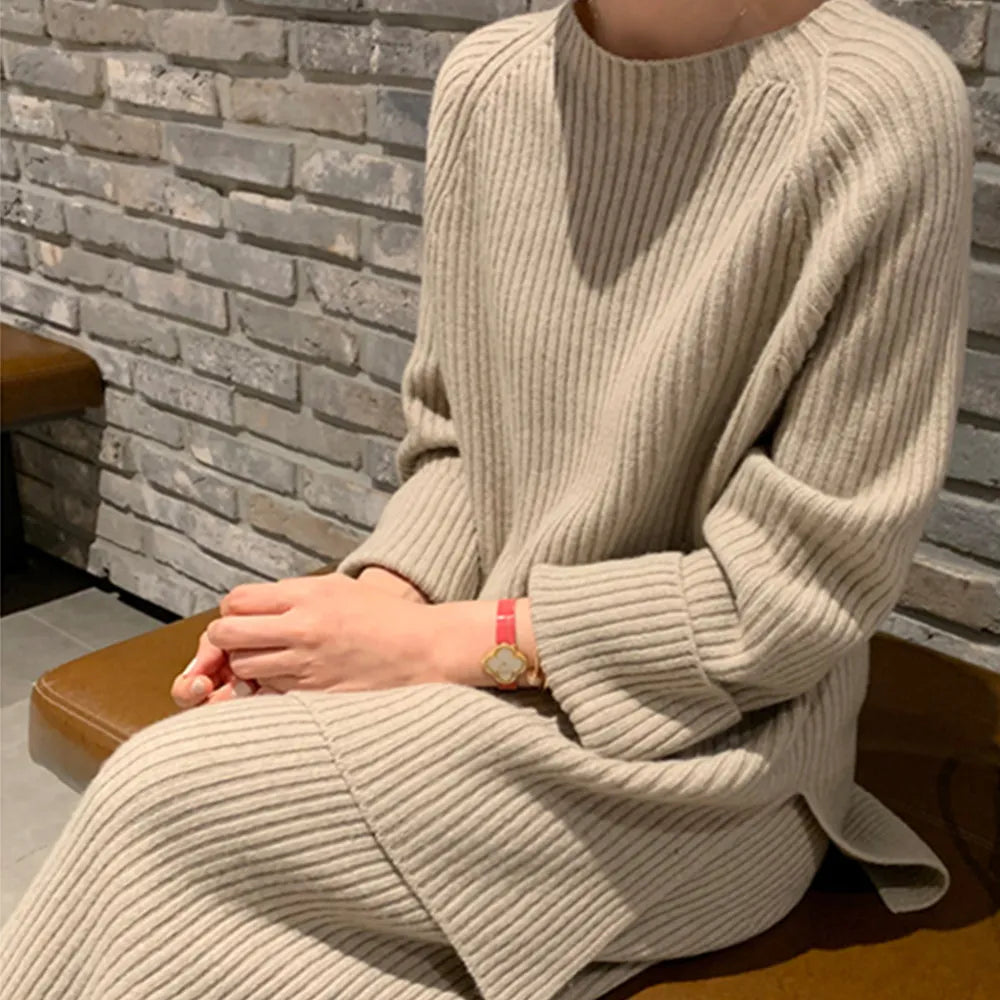 SMTHMA Knitted Pullover Sweater Two-Piece Suit