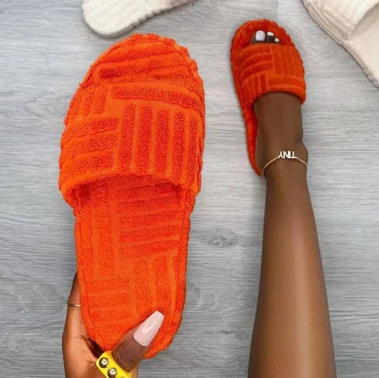 Furry women's slippers
