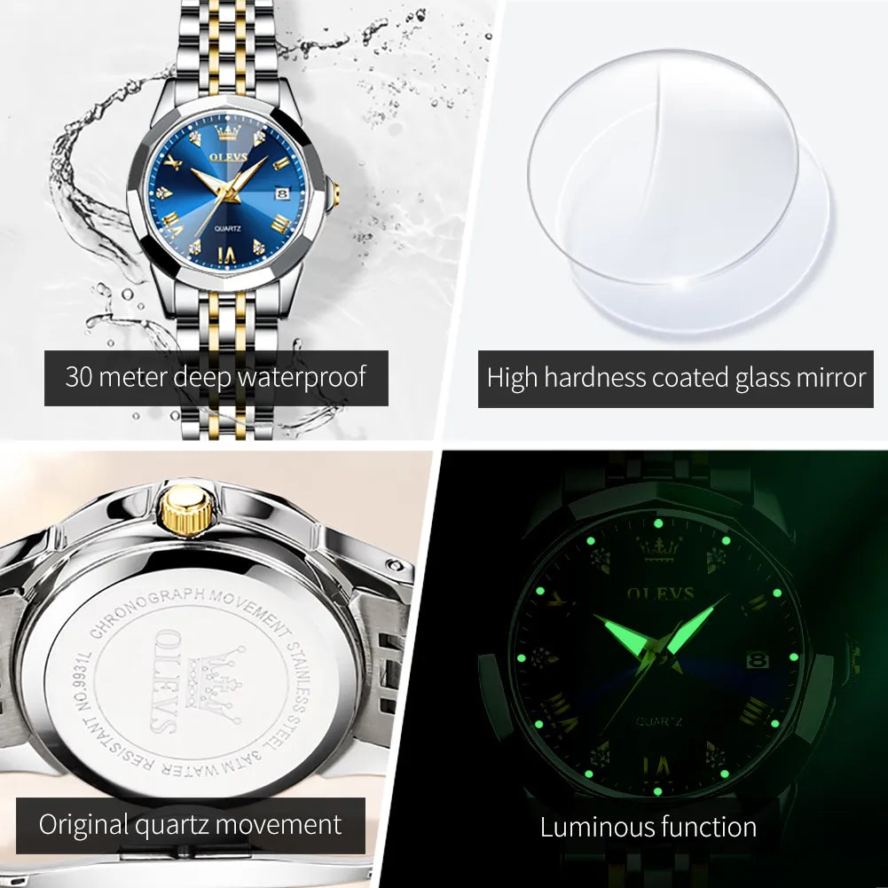 Waterproof Ladies Diamond Quartz Watch