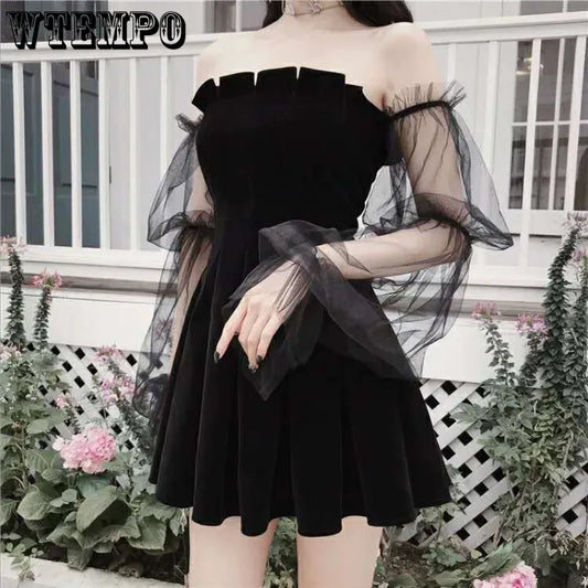 WTEMPO Black Retro Dress