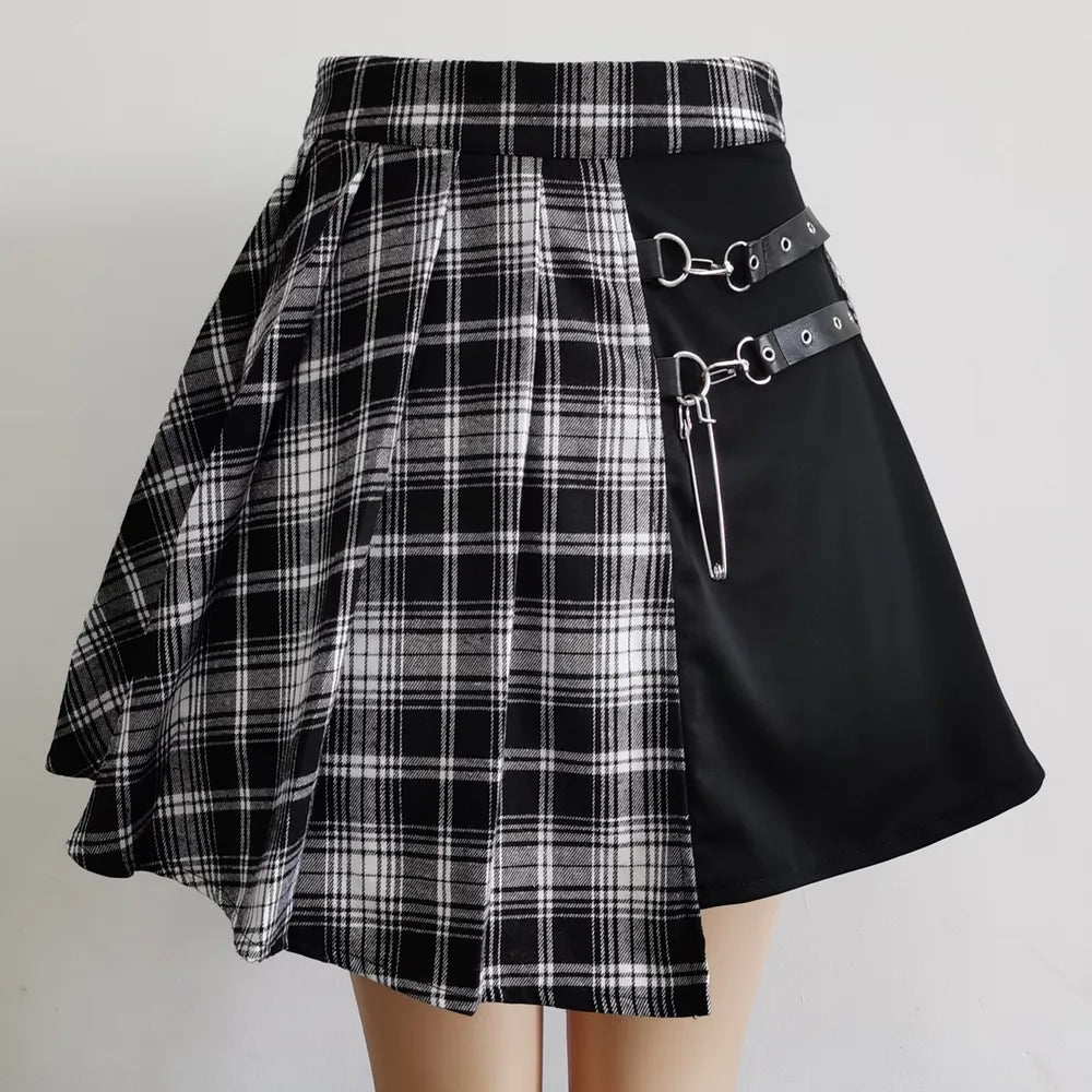 Harajuku Punk Irregular Mini Pleated Skater Skirt