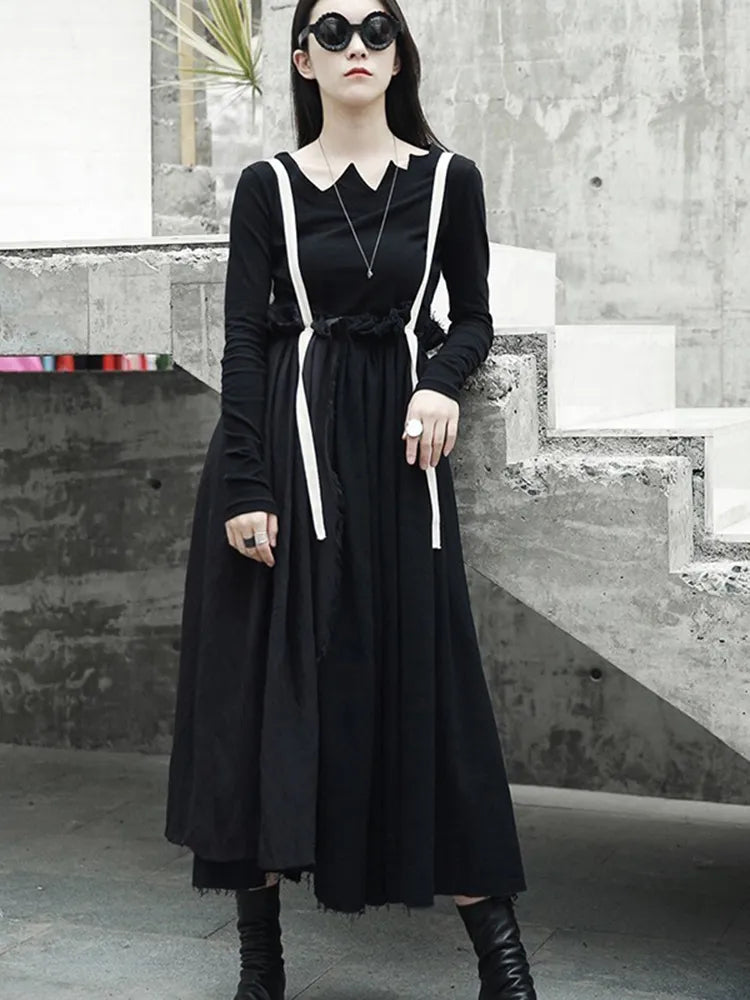 Black Irregular Cut Gothic Long Sleeve