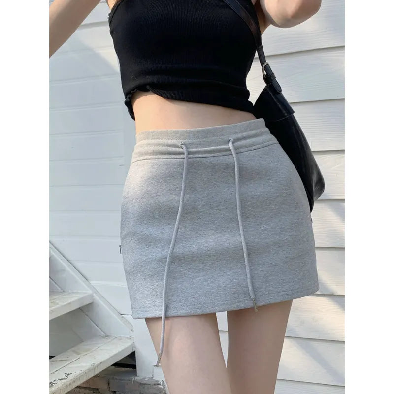 Lace Up High Waist Mini Skirt